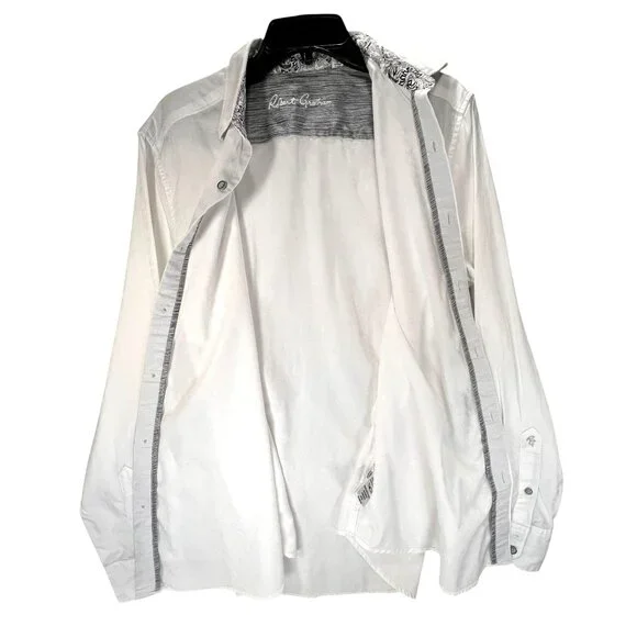 Robert Graham White Button Up LS Shirt Contrasting Collar Cuffs Classic - Picture 9 of 16